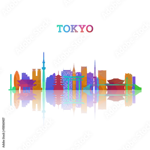 Canvas Print Tokyo skyline silhouete in geometric style