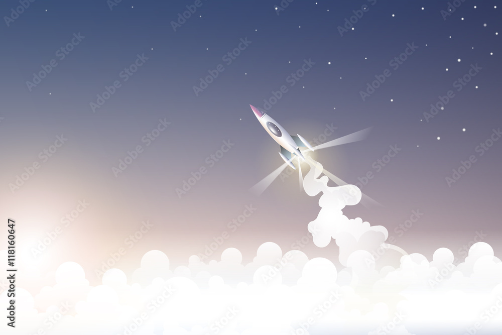 spachship flying through cloud to space when sunrise spachship flying through cloud to space when sunrise