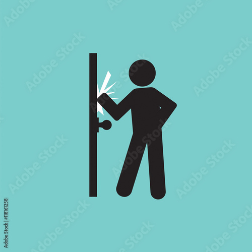 Graphic Of Single Man Knocks on The Door Vector Illustration