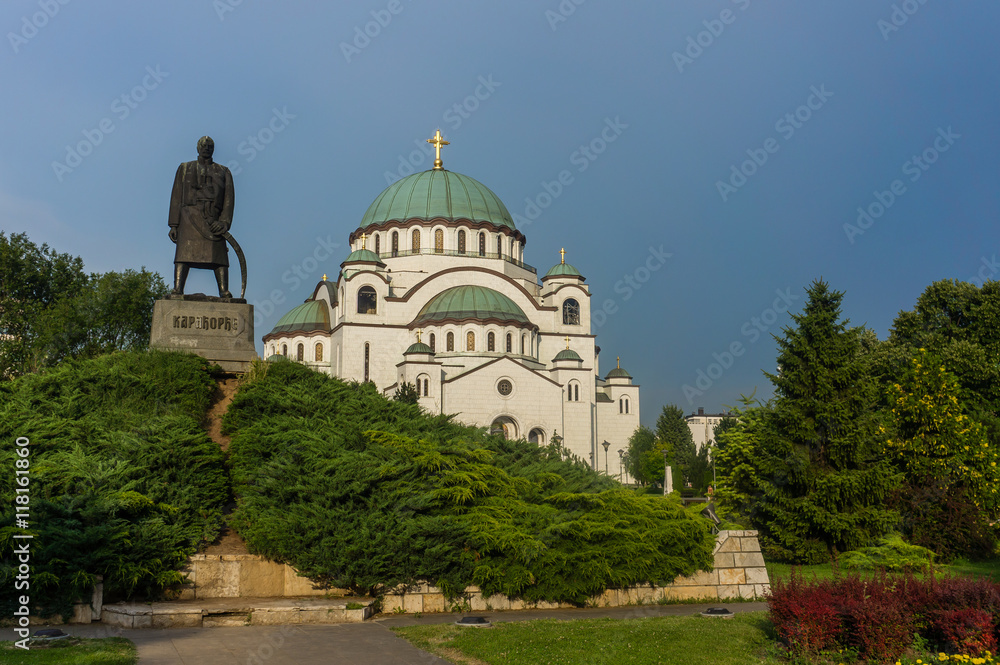 Church of Saint Sava and Karadjordje monument, Belgrade, Serbia