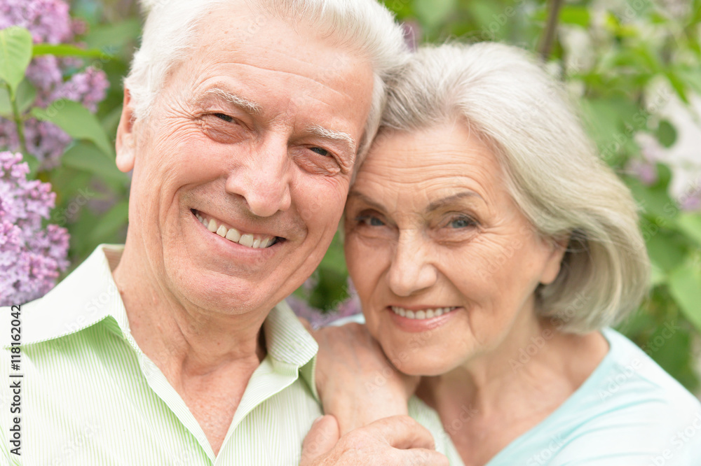Mature couple in spring park Mature couple in spring park