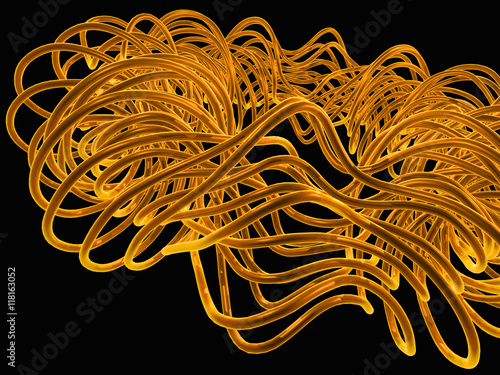 Макро-хаос. Месиво причудливо переплетённых тонких волокон золотистого оттенка.