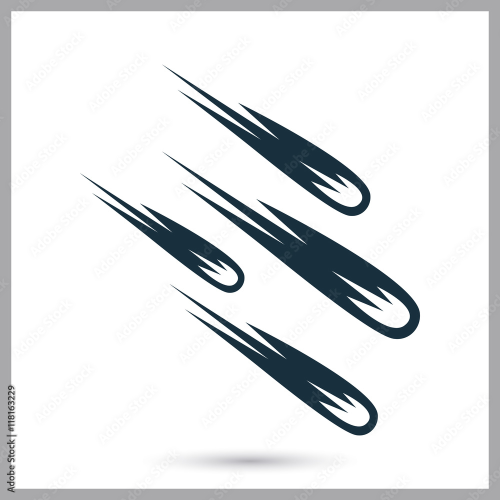 Comet rain icon on the background Comet rain icon on the background