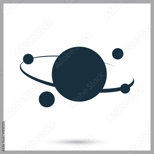 The planet and its satellites icon on the background