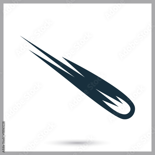 Flying comet icon on the background