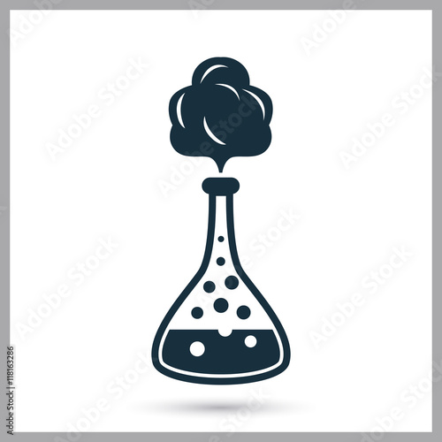 School chemistry flask with reagent icon