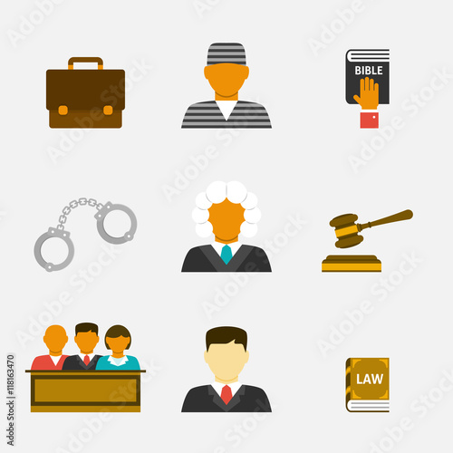 Law and justice flat icons
