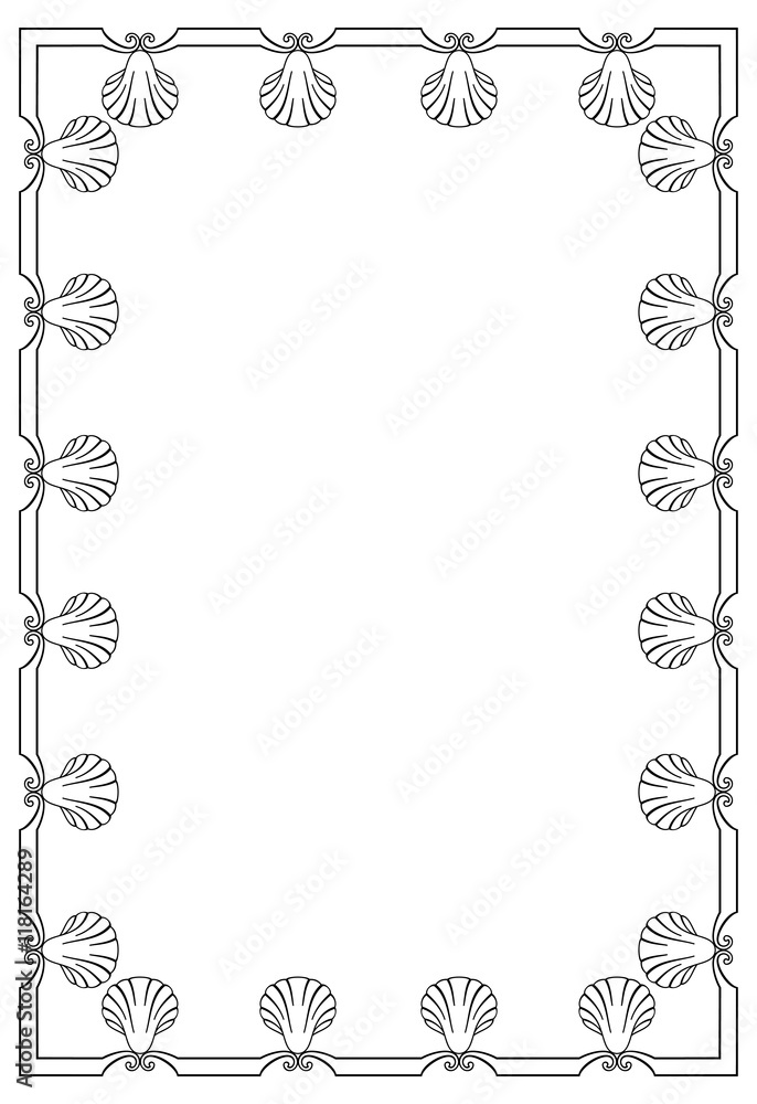 Vertical Outline Frame With Shells Vector Clip Art Stock Vector Vertical Outline Frame With Shells Vector Clip Art Stock Vector