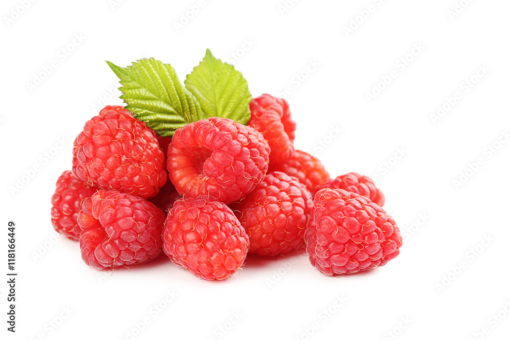 Red raspberries isolated on a white Red raspberries isolated on a white