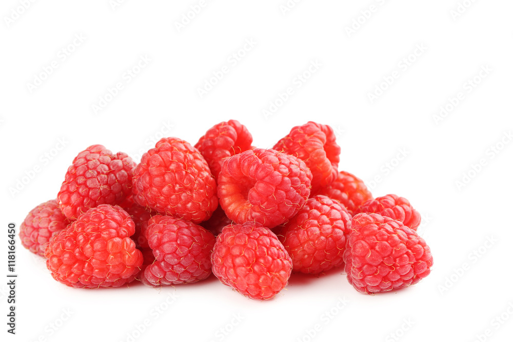 Red raspberries isolated on a white Red raspberries isolated on a white