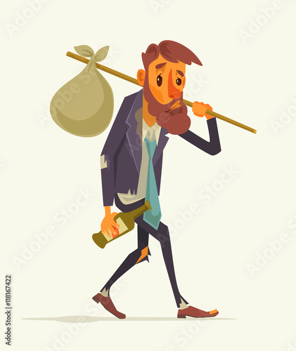 Unemployed office worker character. Vector flat cartoon illustration