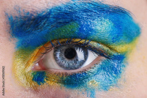 High fashion eye makeup, close up
