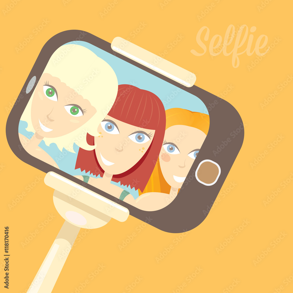 Fototapeta premium selfie cartoon people vector illustration.