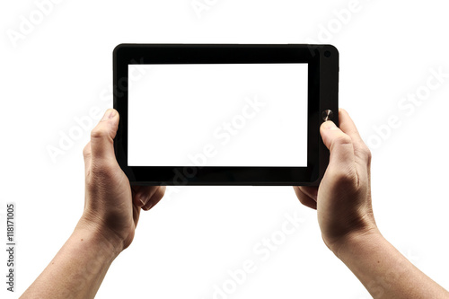 Tablette numérique sur fond blanc