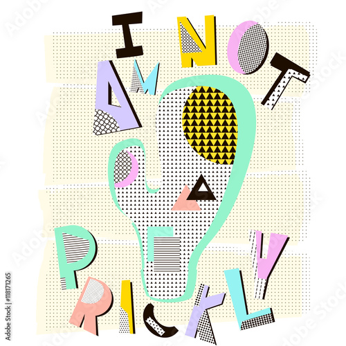 I am not prickly. Modern abstract cactus. It can be used like poster, t-shirt print, bags, baby clothes, etc. Vector Illustration