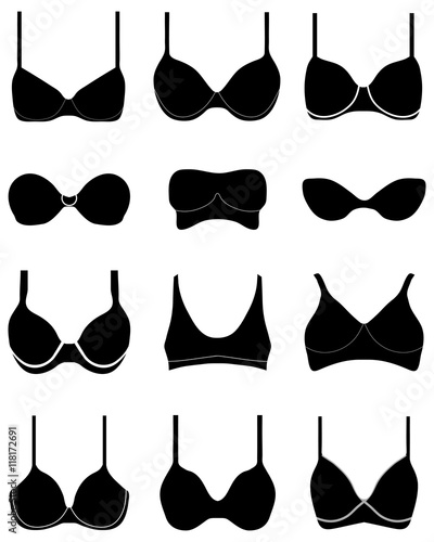 Black bra icons on a white background on a white background, vector