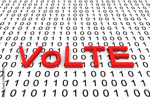 VoLTE is in the form of binary code, 3D illustration