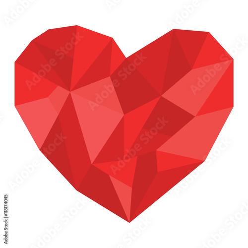 Simple red heart sharp vector icon. Color card beautiful celebrate bright emoticon red heart symbol. Red heart holiday abstract art icon decoration. Romance shape design. Love amour heart symbol.