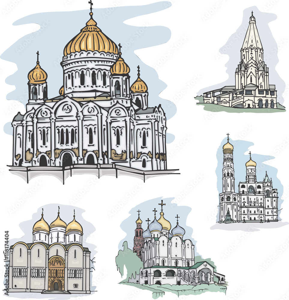 Famous churches and cathedrals in Mosocw, Russia