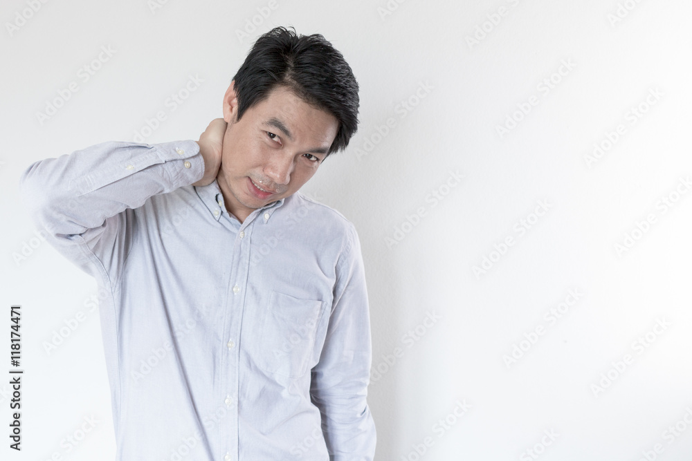 Businessman with neck pain Businessman with neck pain