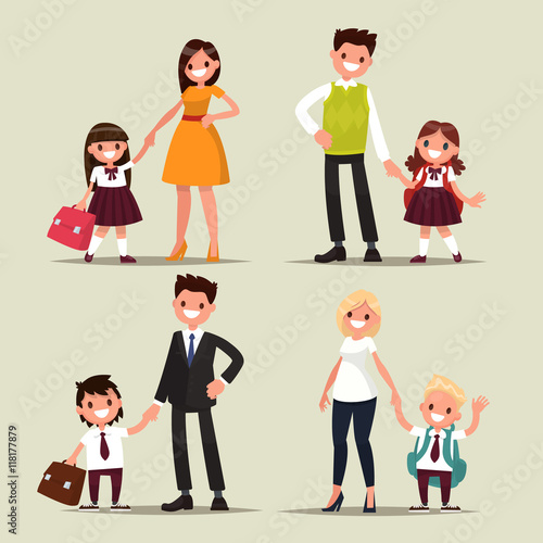 Set of characters. Parents and children are students together. B