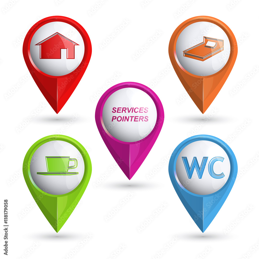 Set of modern vector 3D pointers Set of modern vector 3D pointers