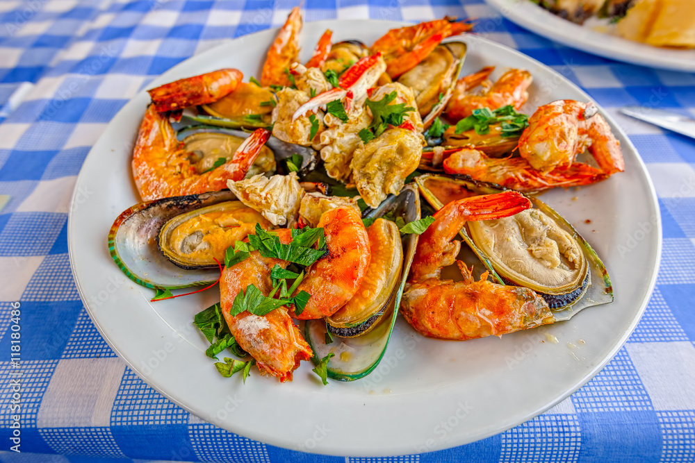 Cyprus seafood Meze at harbourside restaurant Cyprus seafood Meze at harbourside restaurant