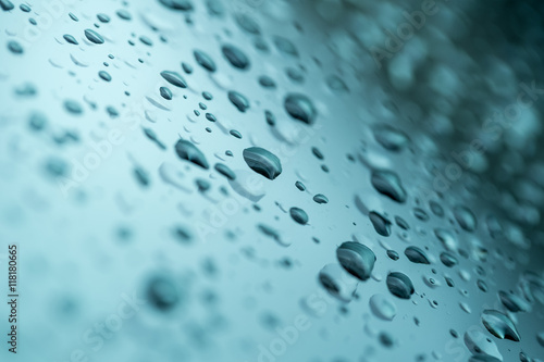 water rain drop on windshield or car front glass, raining season or moisture wet concept.
