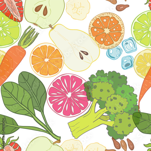 Tapety Wzór zestaw świeżych owoców i warzyw