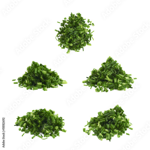 Pile of chopped scallions isolated