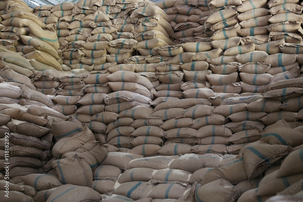 Fototapeta premium Gunny-bag rice package