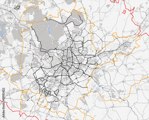 Map of Madrid city. Spain roads