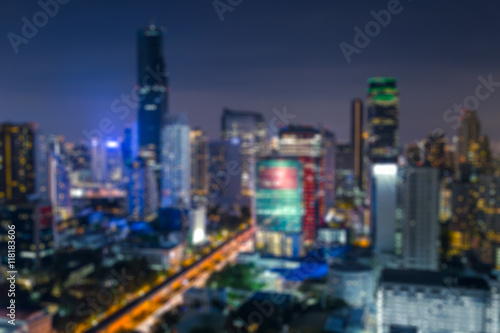 Blur Bangkok City midnight colorful metropolis urban Thailand.