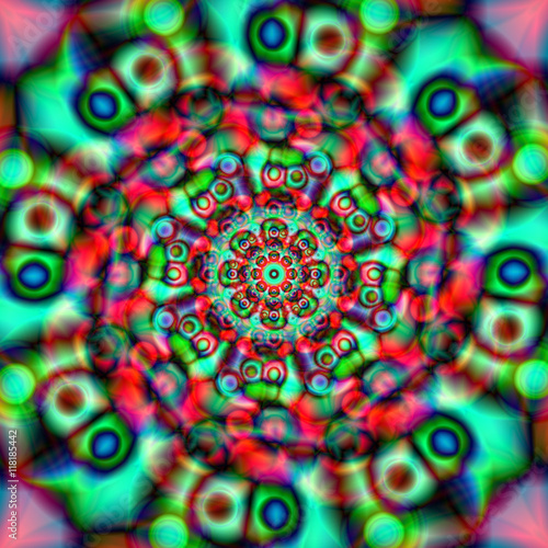 Abstract colorful kaleidoscope. Circle mandala ornament. Vector graphic design.