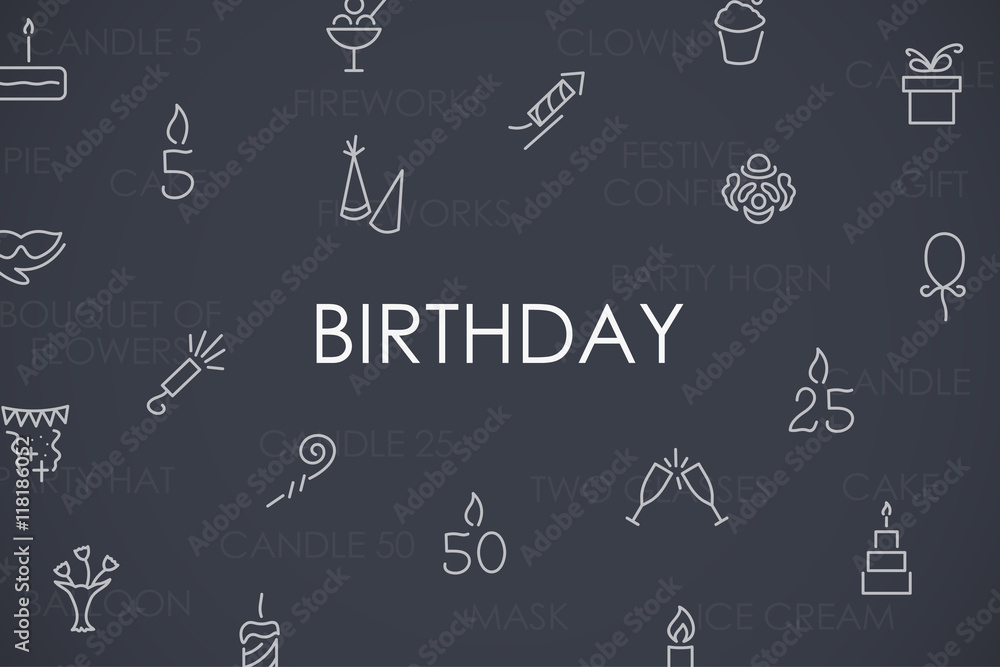 Birthday Thin Line Icons Birthday Thin Line Icons