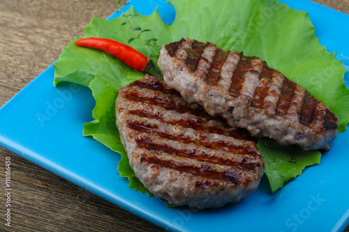 Grilled burget cutlet photo