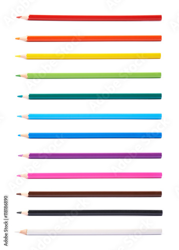 Set of multiple color pencils isolated