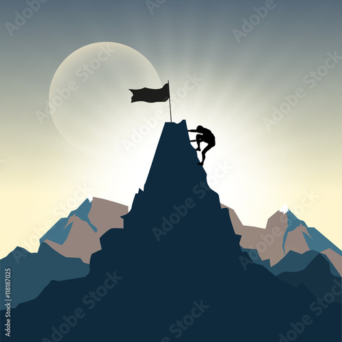 Man silhouette on mountain top