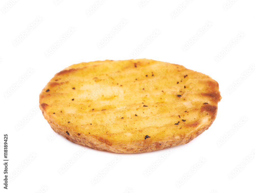Baked potato slice composition, isolated Baked potato slice composition, isolated