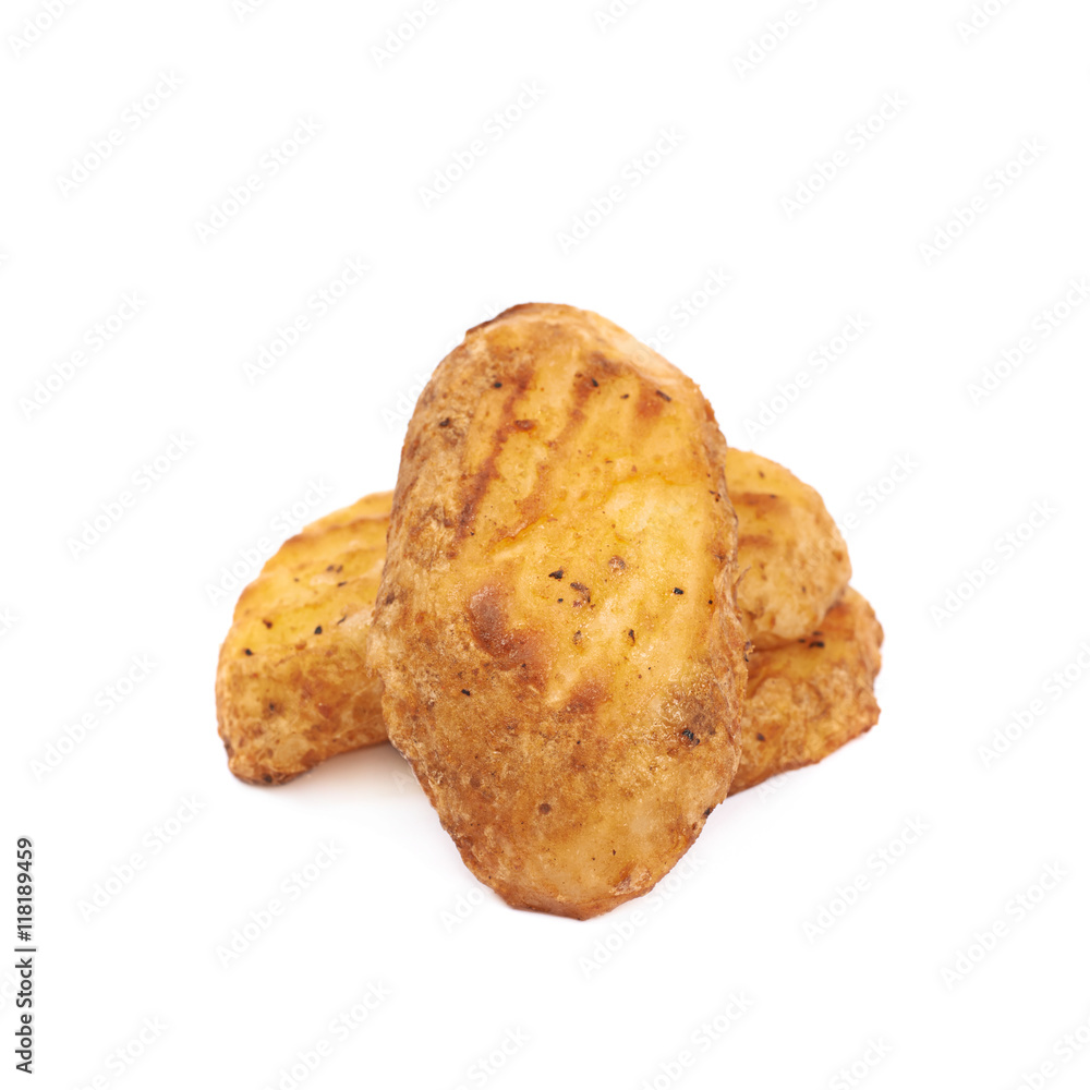 Baked potato slice composition, isolated Baked potato slice composition, isolated