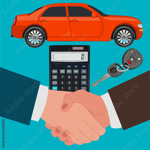 car loan concept, calculator, vector illustration