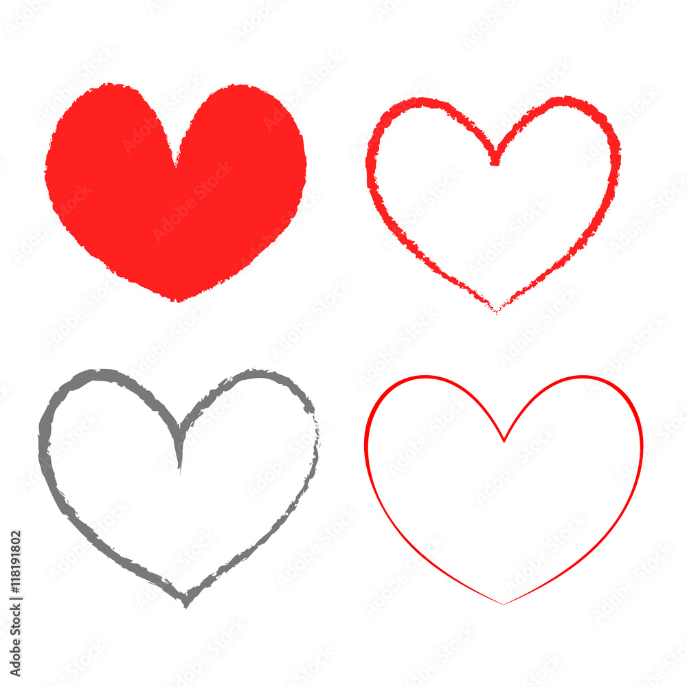 Heart Icon Four Color Variations. Vector.