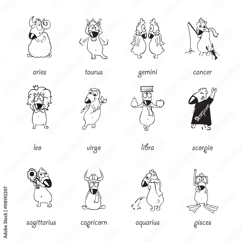 Fototapeta premium funny comic horoscope. vector illustration.