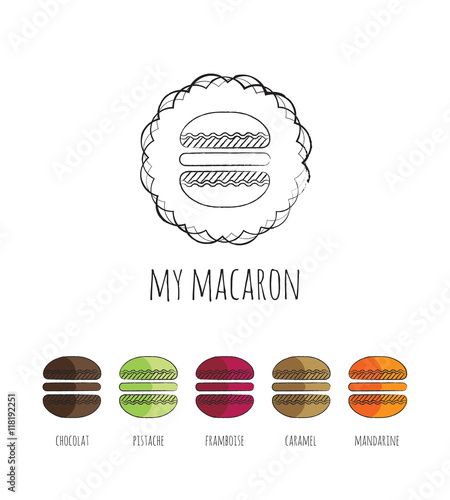 Logo, Nom, Marque, Identité, Pâtisserie, Macaron