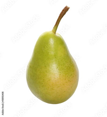 Green ripe pear isolated on white background