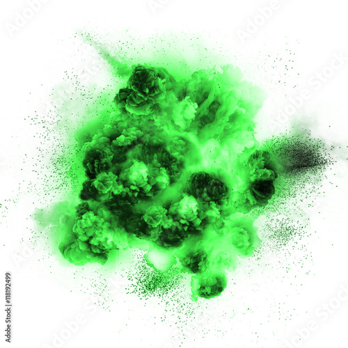 Green toxic explosion isolated on white background