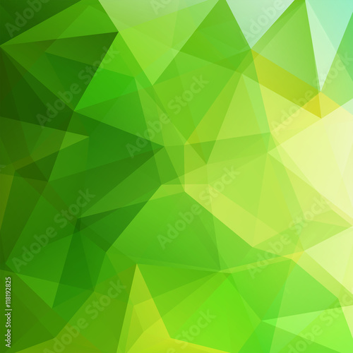 Background made of green triangles. Square composition with geometric shapes