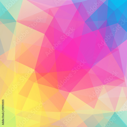 Abstract colorful mosaic background. Triangle geometric background. Yellow, pink, blue colors