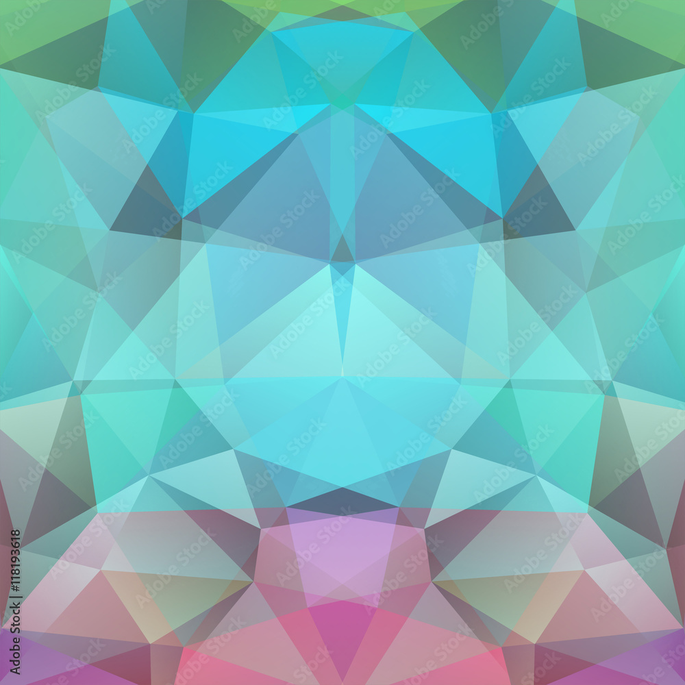 Fototapeta premium Background of geometric shapes. Pastel mosaic pattern. Green, blue, pink colors