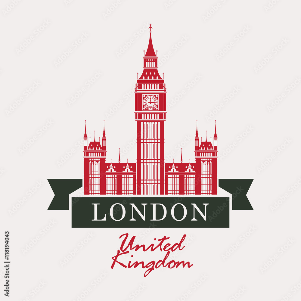 banner with Big Ben in London, United Kingdom UK